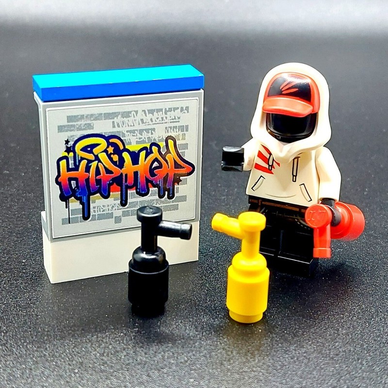 Genuine LEGO Graffiti Artist Cake Topper Decoration Mysterious Hooded Urban Art