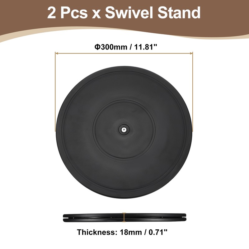 2Pcs 12inch Rotating Swivel Stand with Steel Ball Bearings for TV, Black gallery