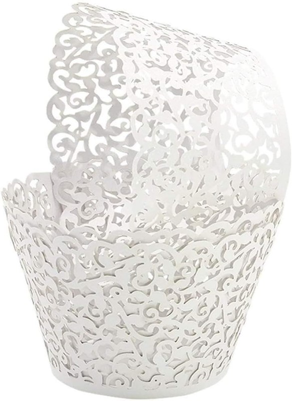 100pcs Cupcake Wrappers Artistic Bake Cake Paper Cups Little Vine Lace Laser ... gallery