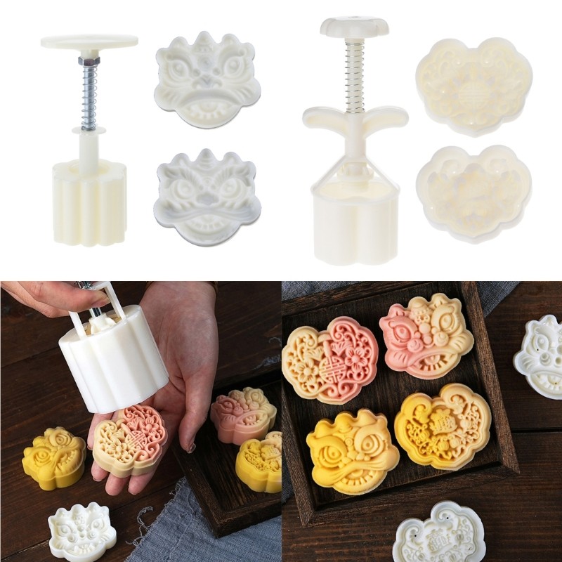 Lion/Latchs Shape Moon Cake Mold Cookie Stamps Hand Press Cookie Dessert Cutters gallery