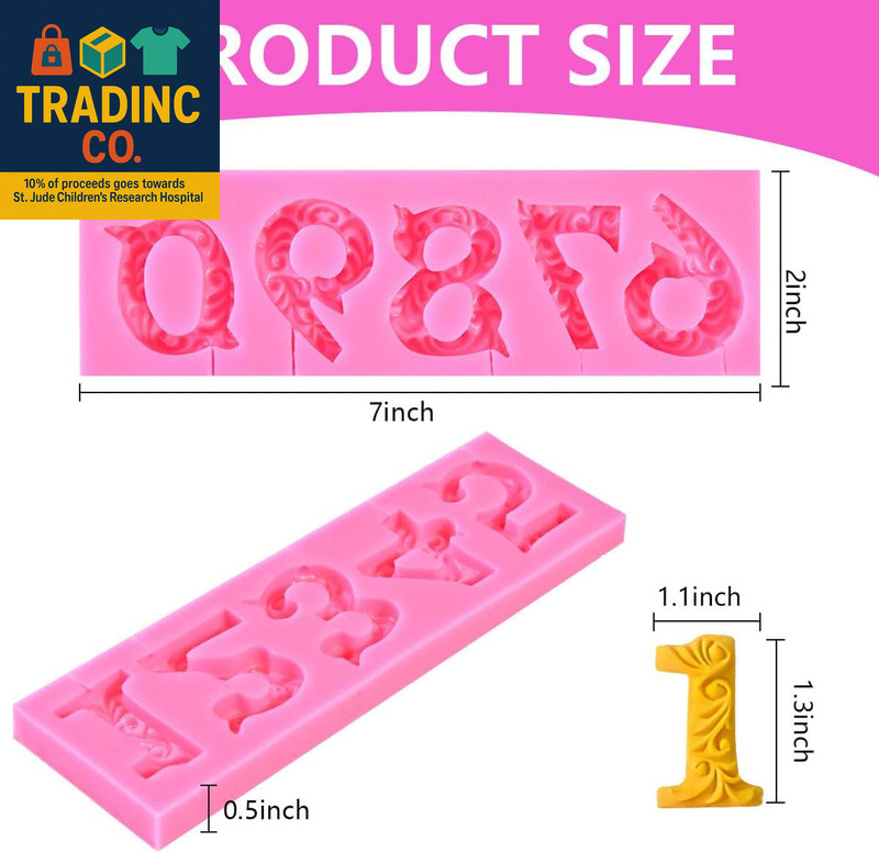 Silicone Number 0-9 3D Embossed Fondant Chocolate Mold with Stick Hole for Birth gallery