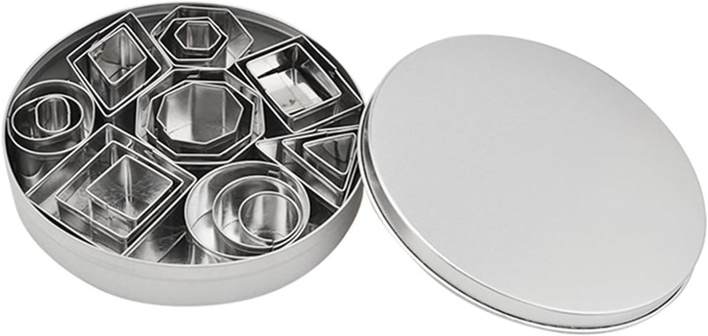 24PCS Stainless Steel Cookie Cutter Set, Geometric Shapes with 3 Sizes Each