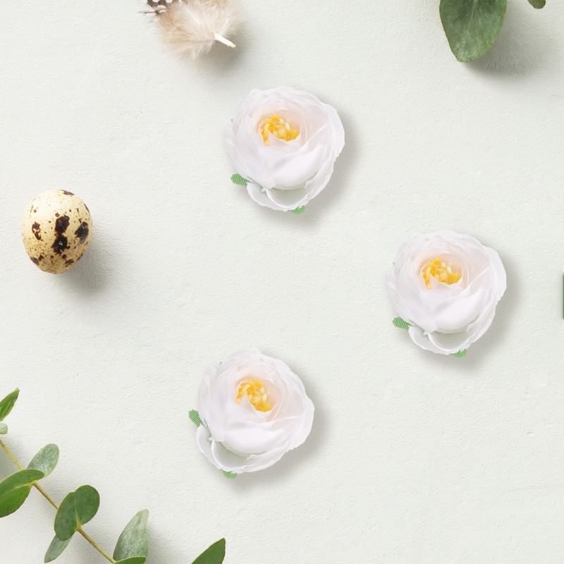 30pcs Artificial Camellia Flower Heads1.2" Silk Fake camellia Heads Pure White gallery