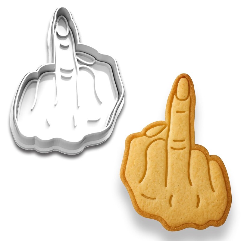 Funny Female Middle Finger Cookie Cutter – 4×2.74 Inches, Novelty Gift