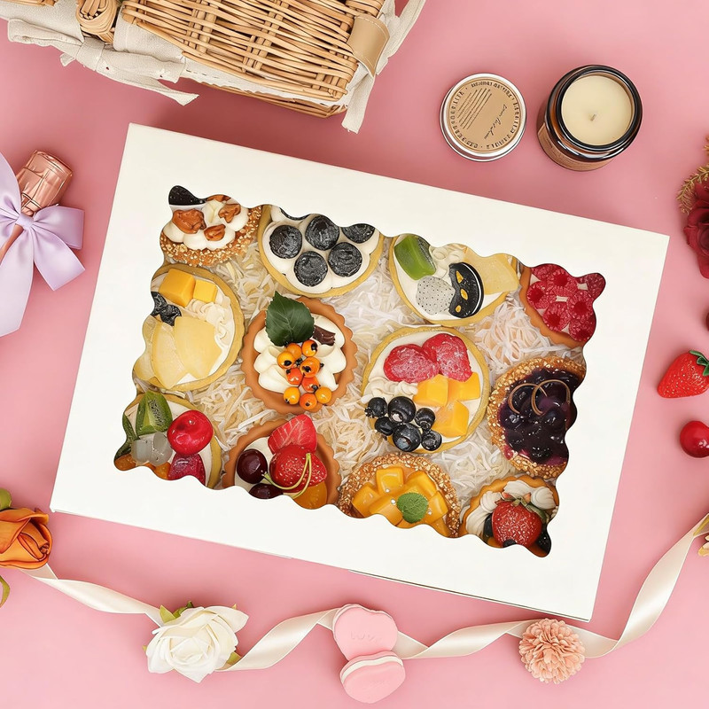 60Pcs Cookie Boxes, 14X10X2.5 Inch Bakery Boxes with Window, for Donuts, Pies, C gallery