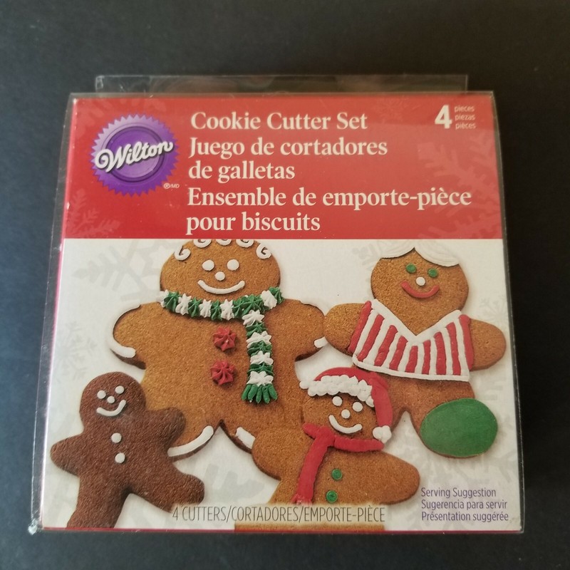 NIP Wilton Nesting Snowflake & Gingerbread Man Metal 4 Pcs Cookie Cutter Set gallery
