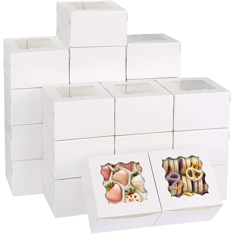 Cookie Boxes W/ Window 120 Pack Cardboard Bakery Gift Containers Parties New