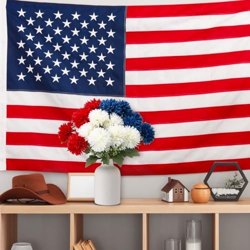 Thiccywoov 6 Pcs 4th of July Artificial Chrysanthemums Flowers Red White Blue gallery