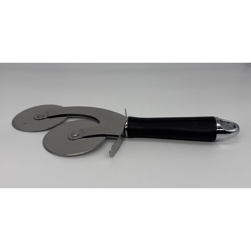 Stainless Steel Dual Wheel Pastry Cutter Pasta Pizza Slicer Fluted Straight Edge gallery