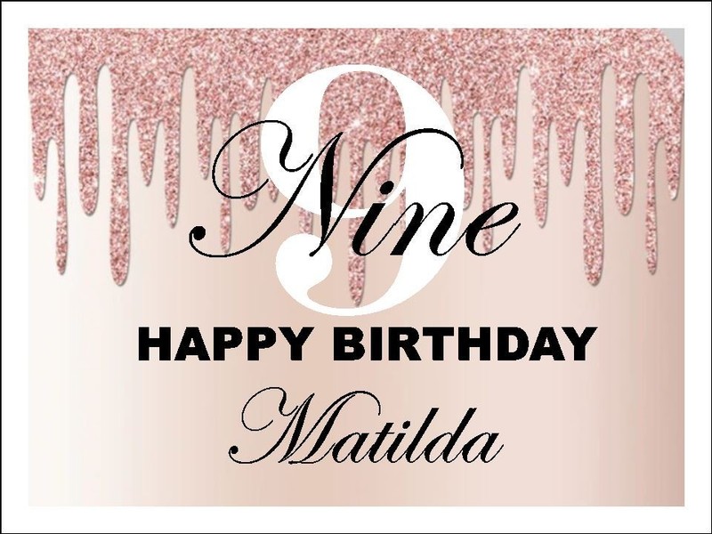9th Birthday Edible Icing Cake & Cupcake Toppers – Pink Birthday Decorations