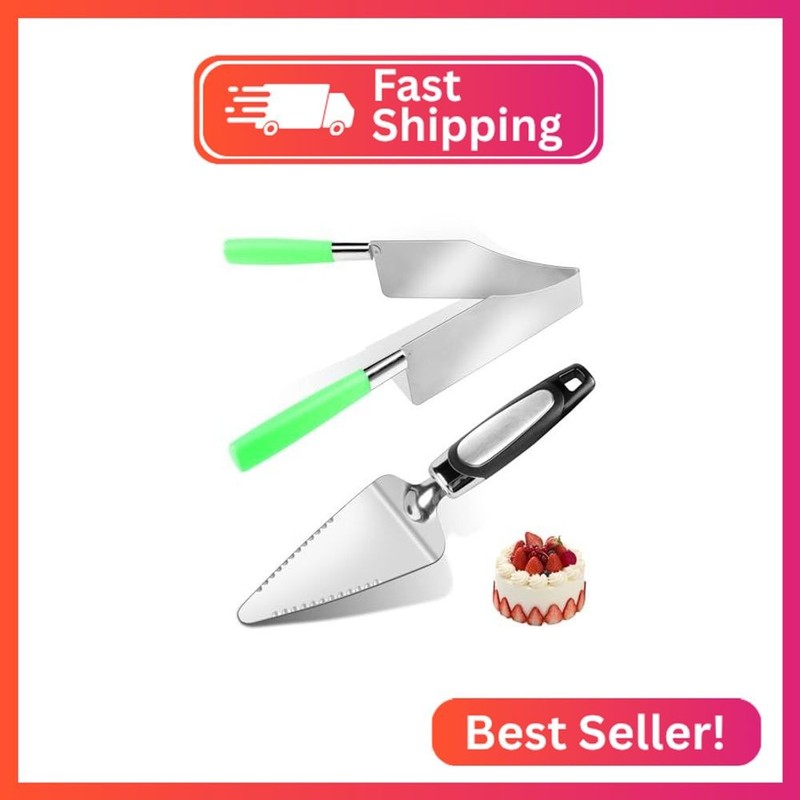 2 Pcs Cake Server and Multi Function Cake slicer cutter Stainless Steel Set for