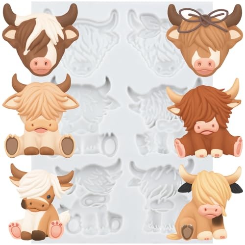 Highland Cow Silicone Fondant Molds Scottish Cattle Chocolate Candy Style A gallery