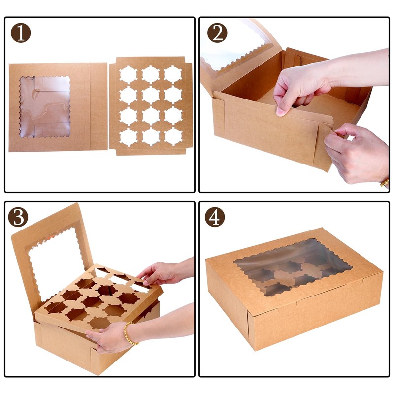 20 Pack Cupcake Boxes, 12 Counts Dozen Cupcake Containers with Window and Ins... gallery