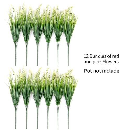 Artificial Faux Plants Flowers for Outdoor Decorations, Fake 12 Pcs White gallery