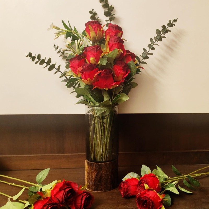 HZYZZYQ Artificial Roses 50 Pcs - Lifelike Single Stem Fake Roses with Natural P gallery