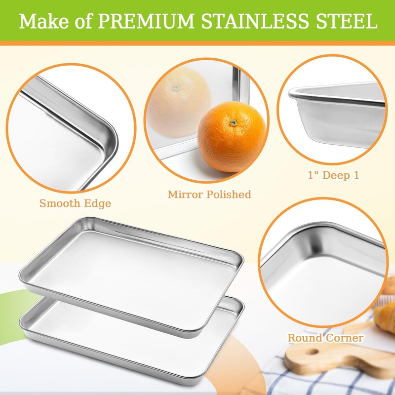 Cekee Stainless Steel Baking Sheet Set Of 2 Cookie Sheet For Baking Pan Tray gallery