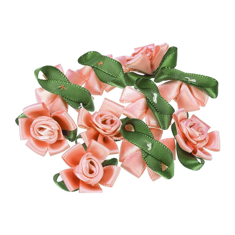 20Pcs Mini Satin Ribbon Roses Small Rosettes Fabric Flowers Champagne