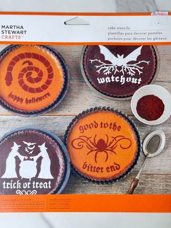 NOS MARTHA STEWART 4 Halloween Cake Stencils, SNAKE SPIDER BAT WITCH & CAULDRON gallery