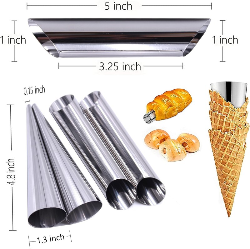 Stainless Steel Cream Horn Molds - 21 Pcs, Cannoli Form Tubes, Croissant Baki... gallery