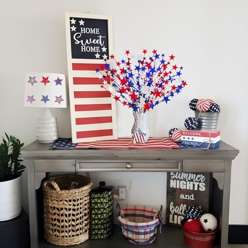 6 Pcs 4th of July Artificial Flowers 24” Patriotic Berry Picks Faux White Red gallery