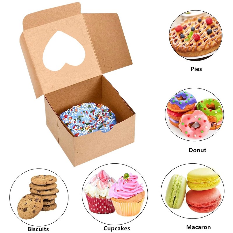 50 Pack 4 inch Cake Boxes with Window - Small Bakery Boxes 4x4x2.5 inches - P... gallery