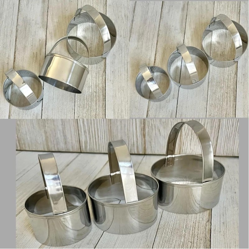3 Pieces round Biscuit Cutter with Handle Stainless Steel round Circle Doughnut gallery