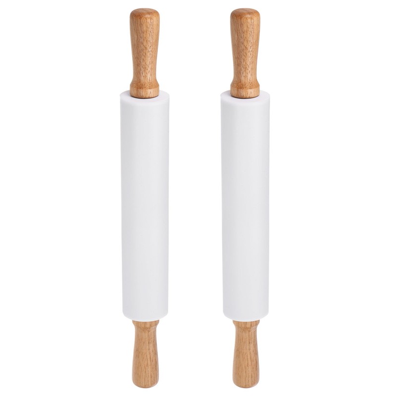 2pcs Silicone Rolling Pins for Baking 43cm x 5.2cm, White