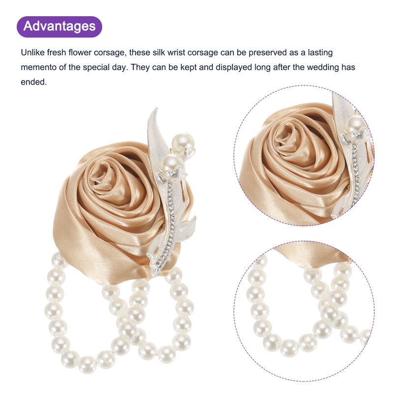 4Pcs Artificial Flower Bracelets for Wrist Corsage, 2.4 x 2.8 inches gallery