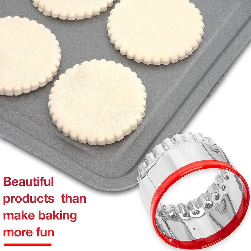 3Pcs Fluted Round Cookie Cutters 2" & 2.6" & 3" Heavy Duty Food-Grade Stainless gallery
