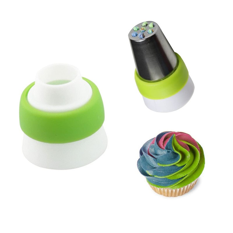4pcs Russian 3 Color Nozzle Converter Coupler Icing Nozzles Blue+Green Single... gallery