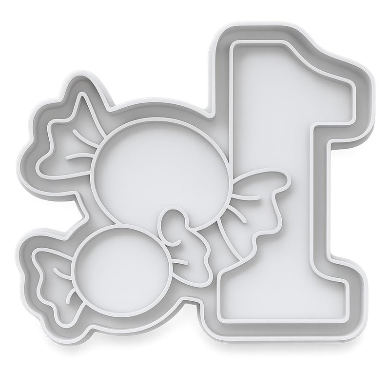 Number 1 with Candy Design Cookie Cutter & Stamp 4x3.2" for Baking & Fondant gallery