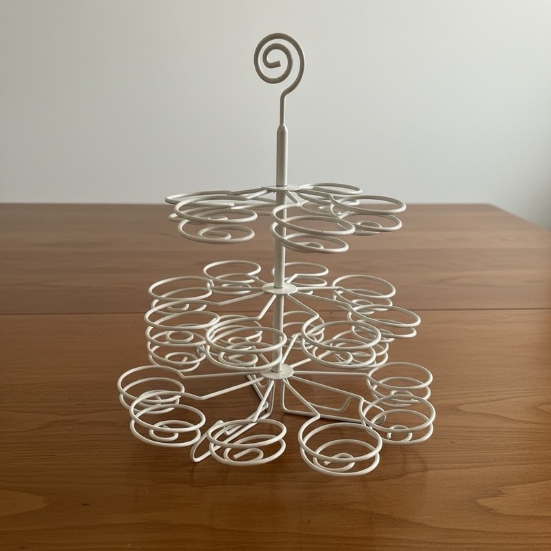 3 Tiered White Mini Cupcake Dessert Display Stand Holder 12 1/4” Tall 24 Cups gallery
