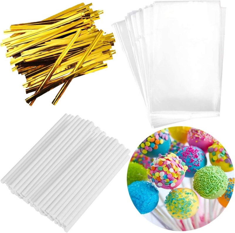 Versatile 300PCS Treat Bag & Stick Set: Perfect for Cake Pops, Candies & Cookies gallery