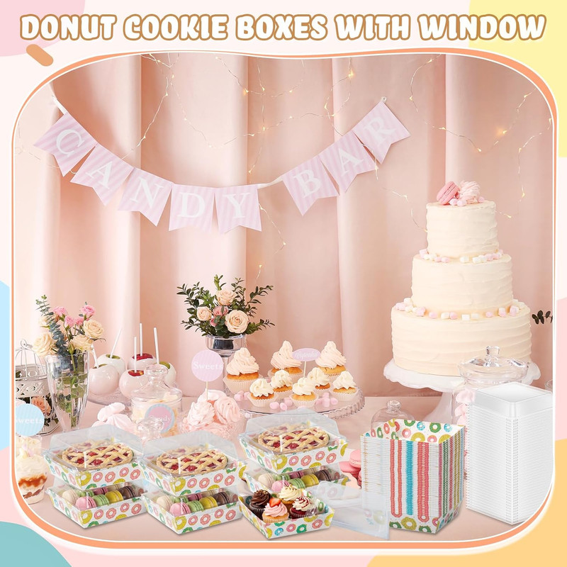50 Pack Charcuterie Boxes with Clear Lids, Disposable Bakery Treat Boxes for Coo gallery