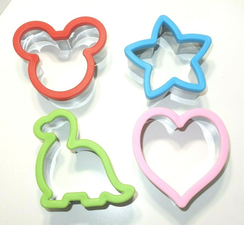 Stainless Steel Cookie Cutter 4-pc Set Mickey Mouse Butterfly Heart Dinosaur