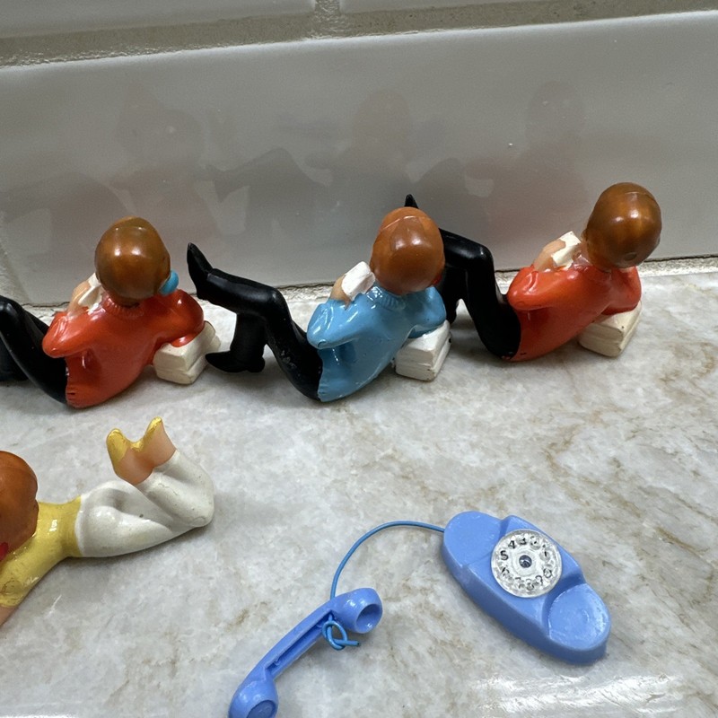 Vintage Wilton Cake Toppers Teenager Boy & Girl Pair Talk On Telephone Phone 5 gallery