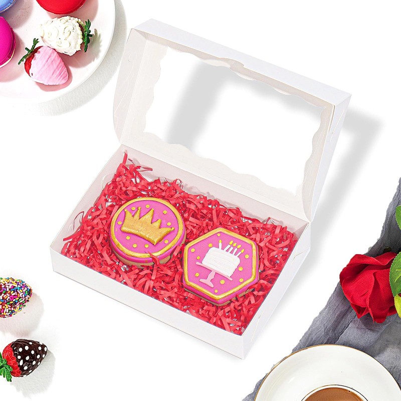 100pcs 7x4.33x1.5 Inch White Bakery Boxes with Window Cookies Boxes Cake Pop ... gallery