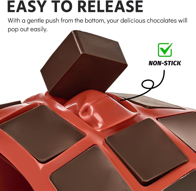 2 Pack Square Chocolate Silicone Mold，40-Cavity Silicone Caramel Candy Molds ... gallery