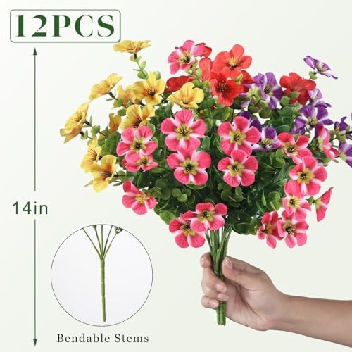 Bundles Artificial Flowers and Eucalyptus for Outside, Sun 12 Mixed Color gallery