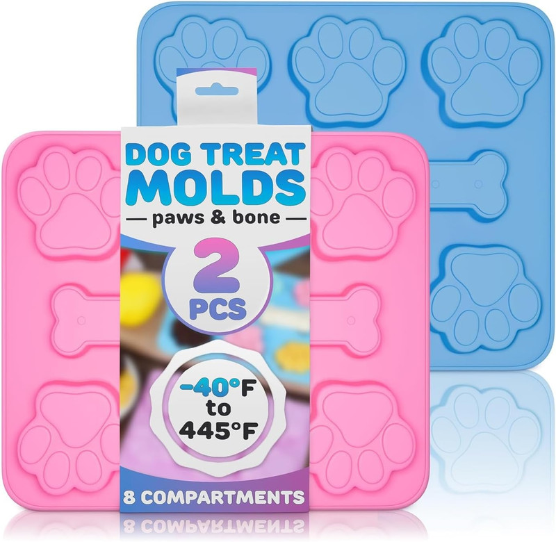 2 Pcs Dog Treat Molds Silicone – Frozen Dog Treat Molds for Baking and Freezing
