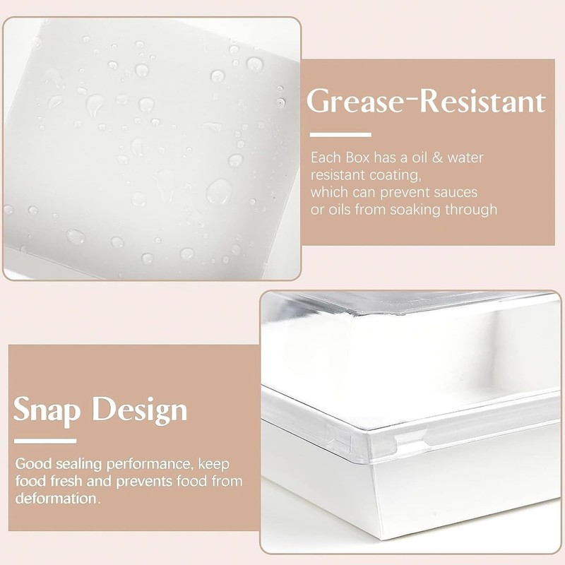 Paper Charcuterie Boxes with Clear Lids, 50 Pack, 5 Inch, White | Small, Squa... gallery