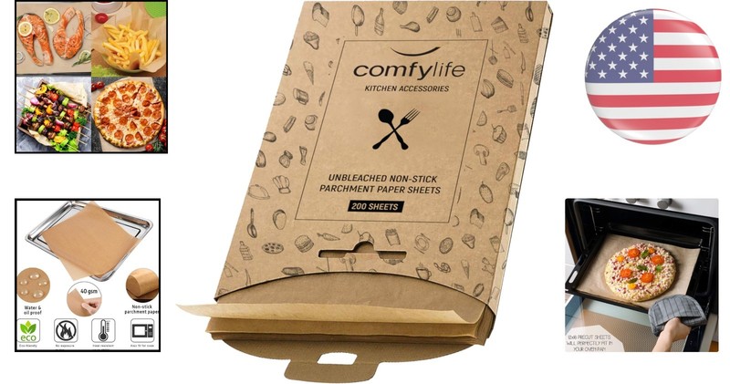 No Curl, No Burn - 200 Pre-Cut 16x12 Inch Parchment Sheets for Effortless Baking gallery