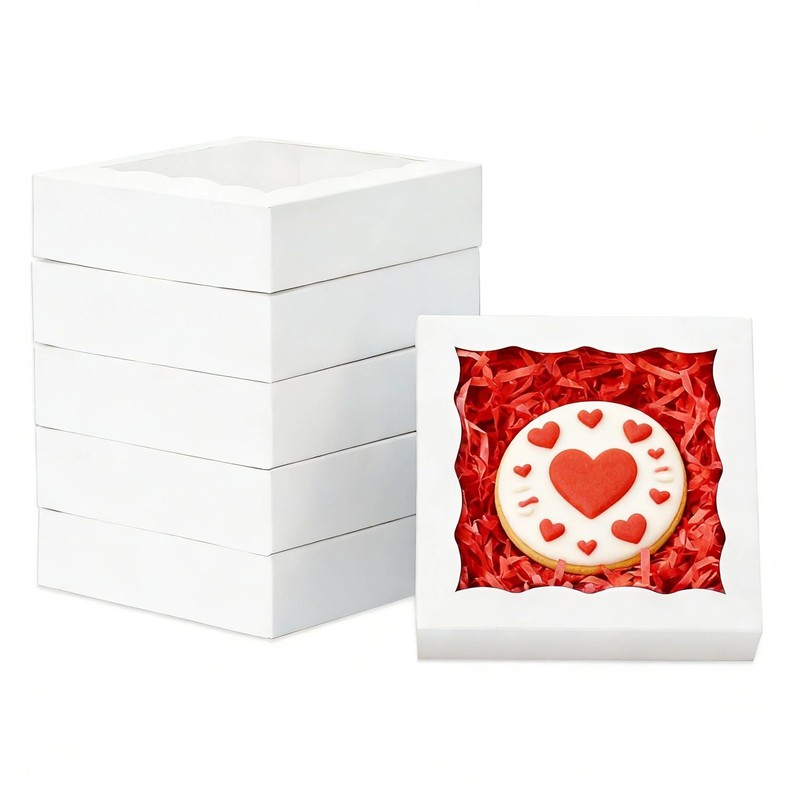 50 Pcs Individual Cookie Boxes 4 1/2″X4 1/2″X1 1/5″Inch Small Bakery Gift