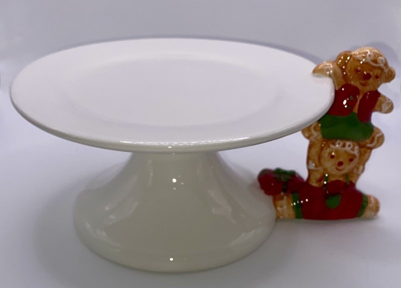 Porcelain Climbing Gingerbread Men Cupcake Dessert Stand, Christmas Holidays.