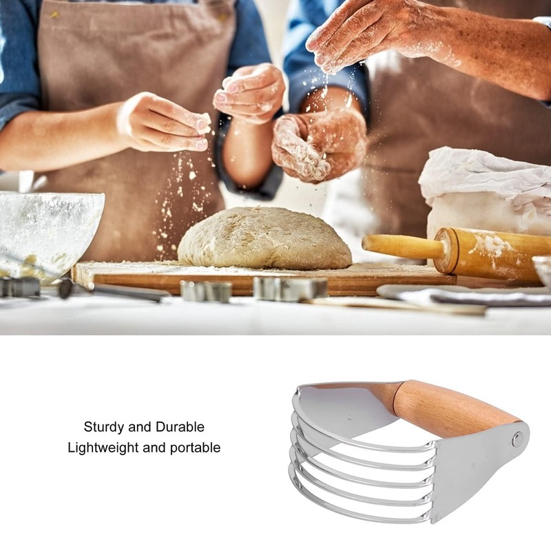 Dough Blender, Stainless Steel Pastry Cutter Heavy Duty Dough Cutter with Bla... gallery
