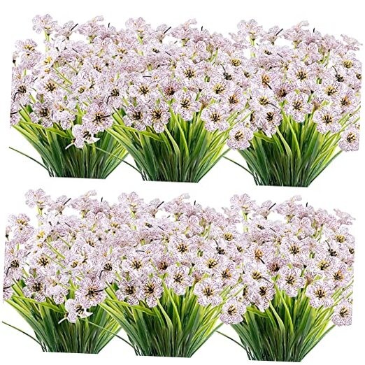 JEMONG 20 Bundles Artificial Flowers Outdoor UV Resistant Fake 20Bundles White