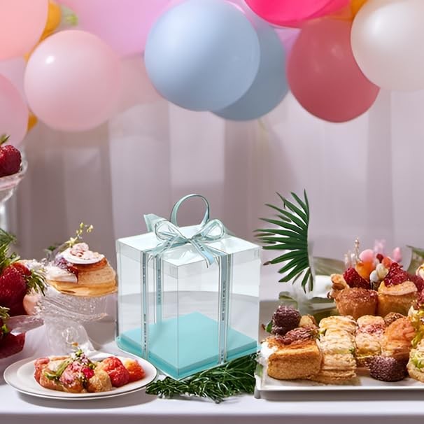 14x14x12inch clear cake with ribbon,12inch14inch tall cake boxes for tiered c... gallery