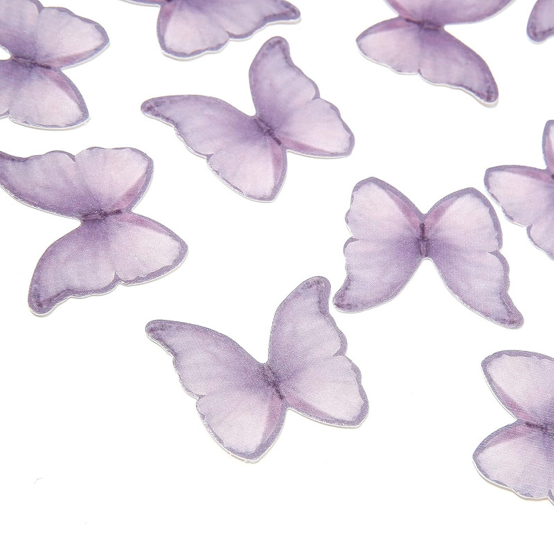 Edible Wafer Paper Butterflies Set of 48 Purple Cake Decorations, Cupcake Topper gallery