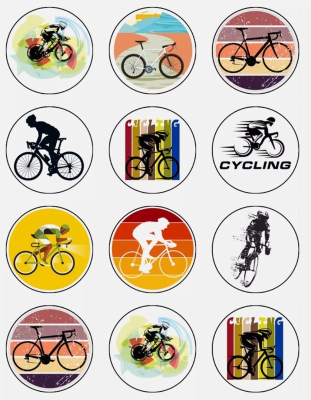 Cycling Edible Cake & Cupcake Toppers | Wafer | Bike Theme Sports Decorations gallery