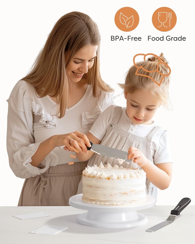 Cake Decorating Kit Baking Supplies Set Cake Turntable with 2 Frosting Straig... gallery